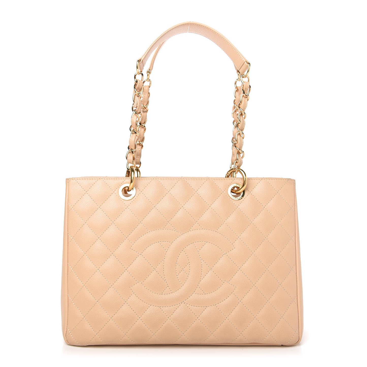 Caviar Quilted Grand Shopping Tote GST Beige Clair