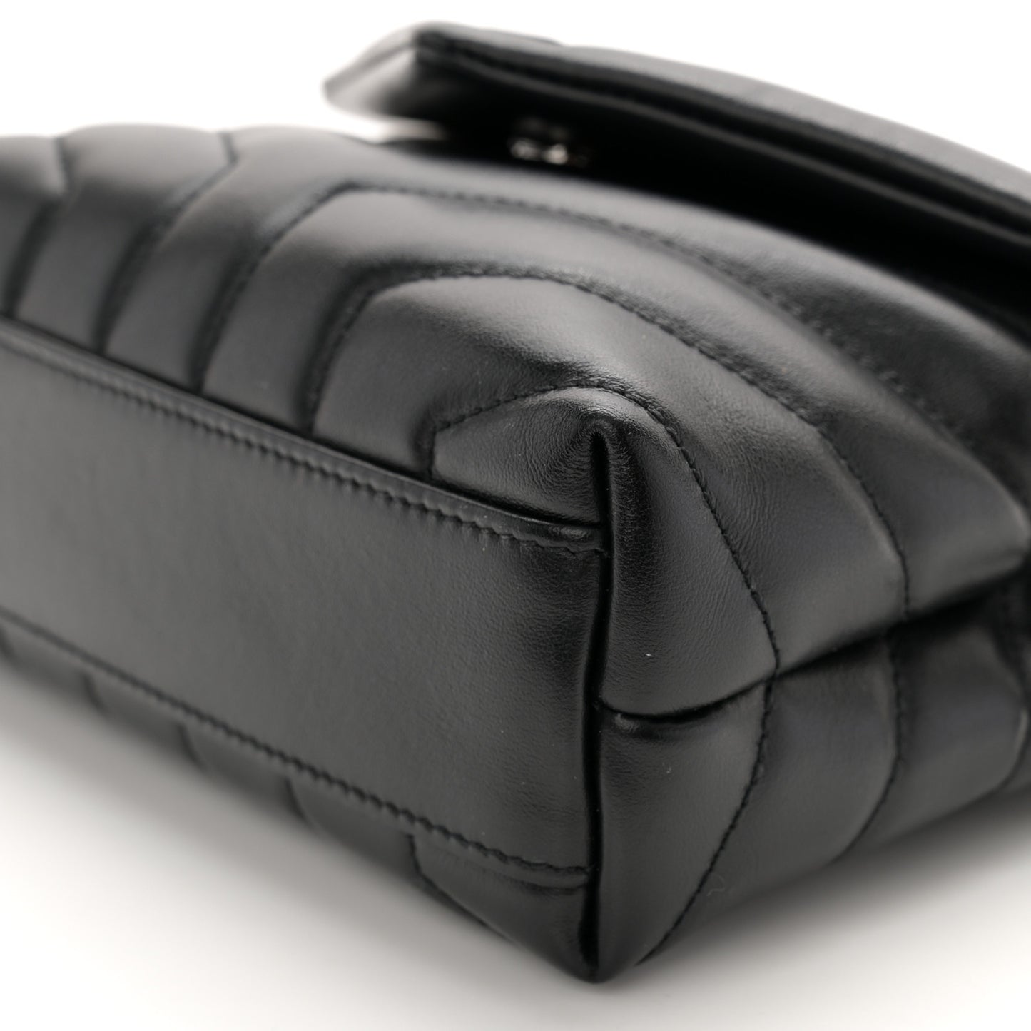 Calfskin Y Quilted Monogram Monochrome Toy Loulou Crossbody Bag Black