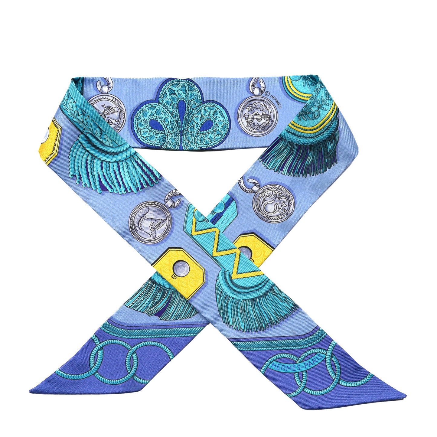 Silk Epaulettes Twilly Lavande Turquoise Jaune