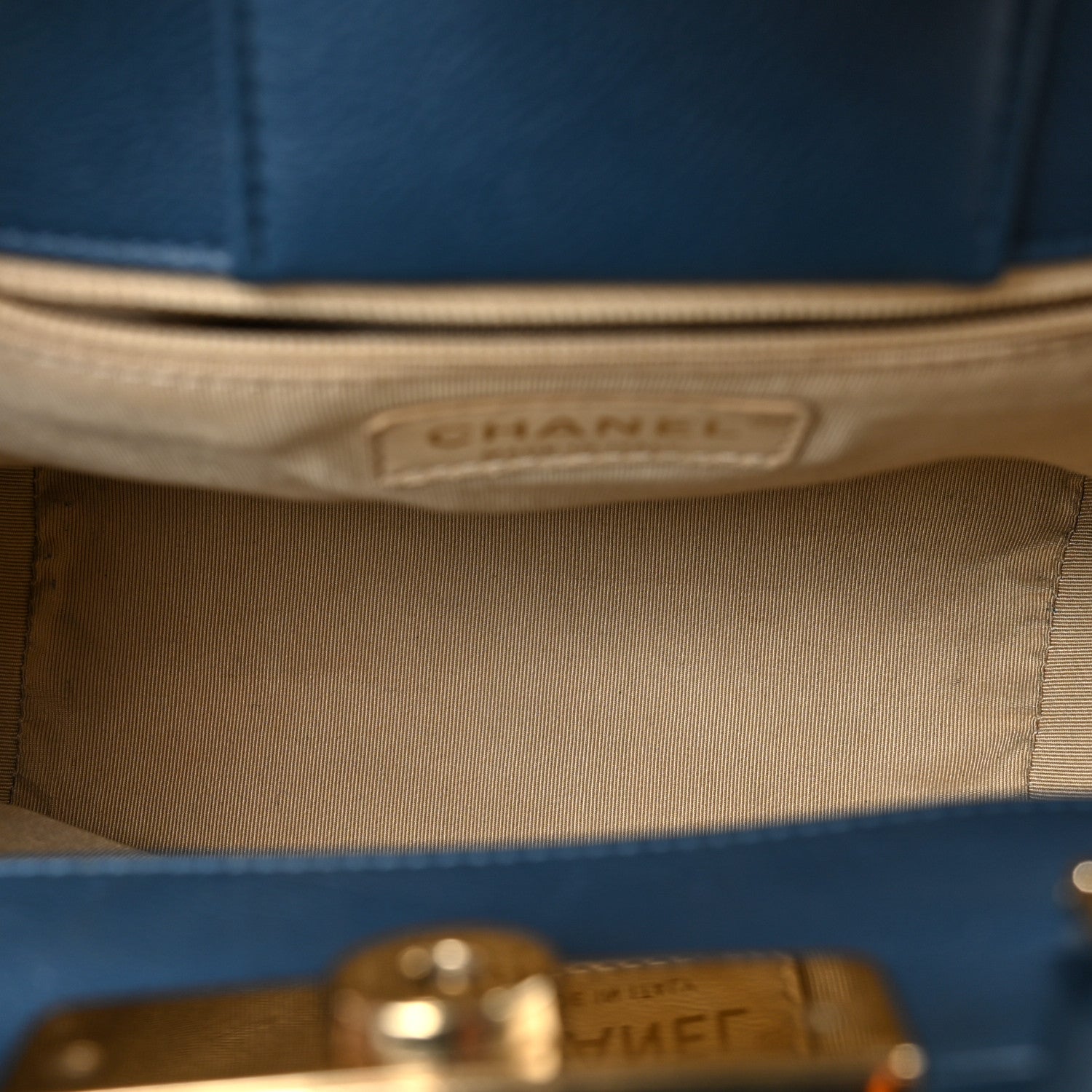 Chanel Grained Calfskin Stitched Small Label Click Shopper Tote Blue 5 of 9