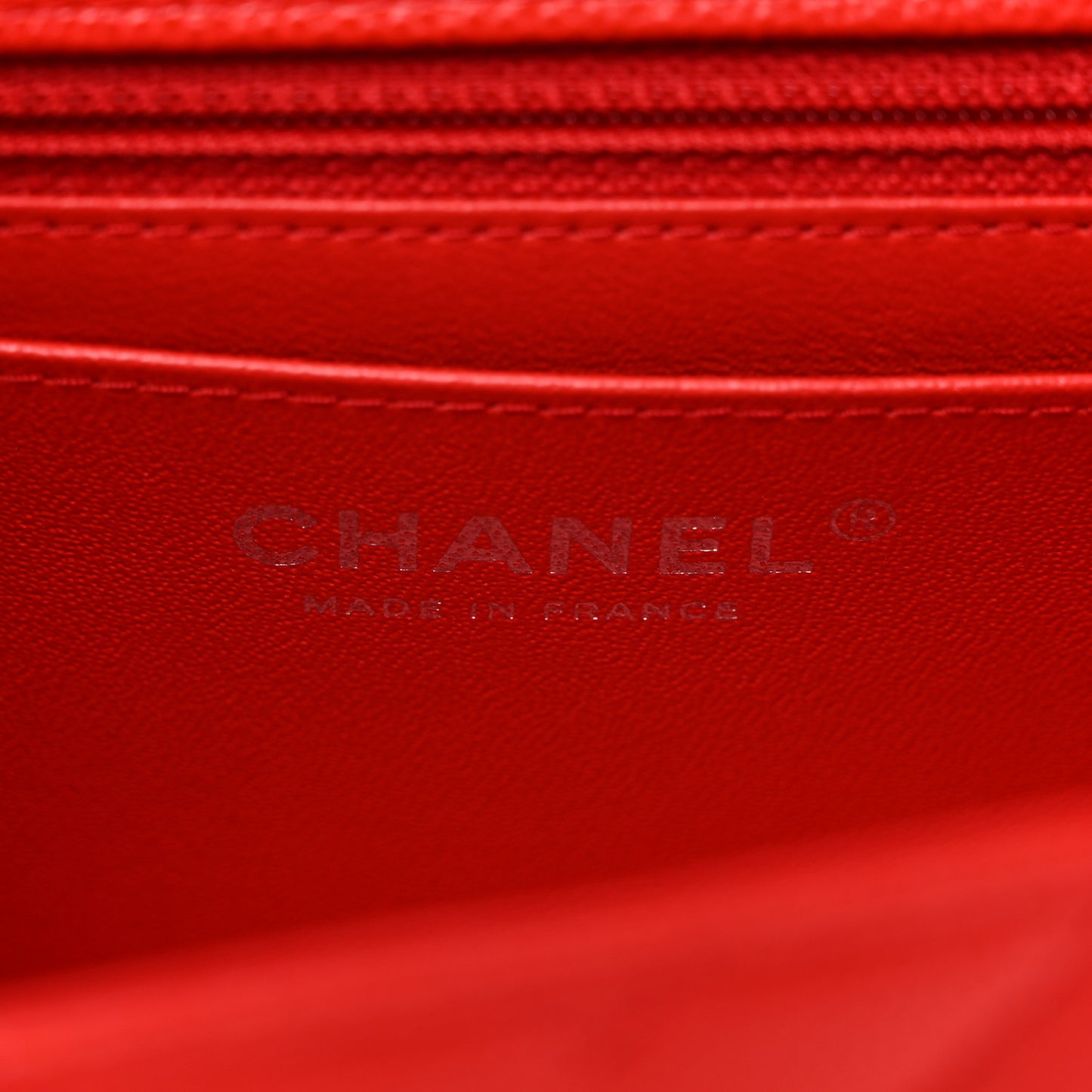 Caviar Chevron Quilted Mini Rectangular Flap Red