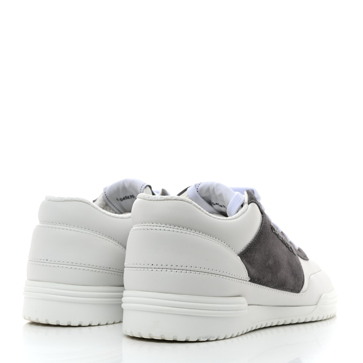 Calfskin Suede Calfskin Logo Womens Sneakers 37.5 White Gray