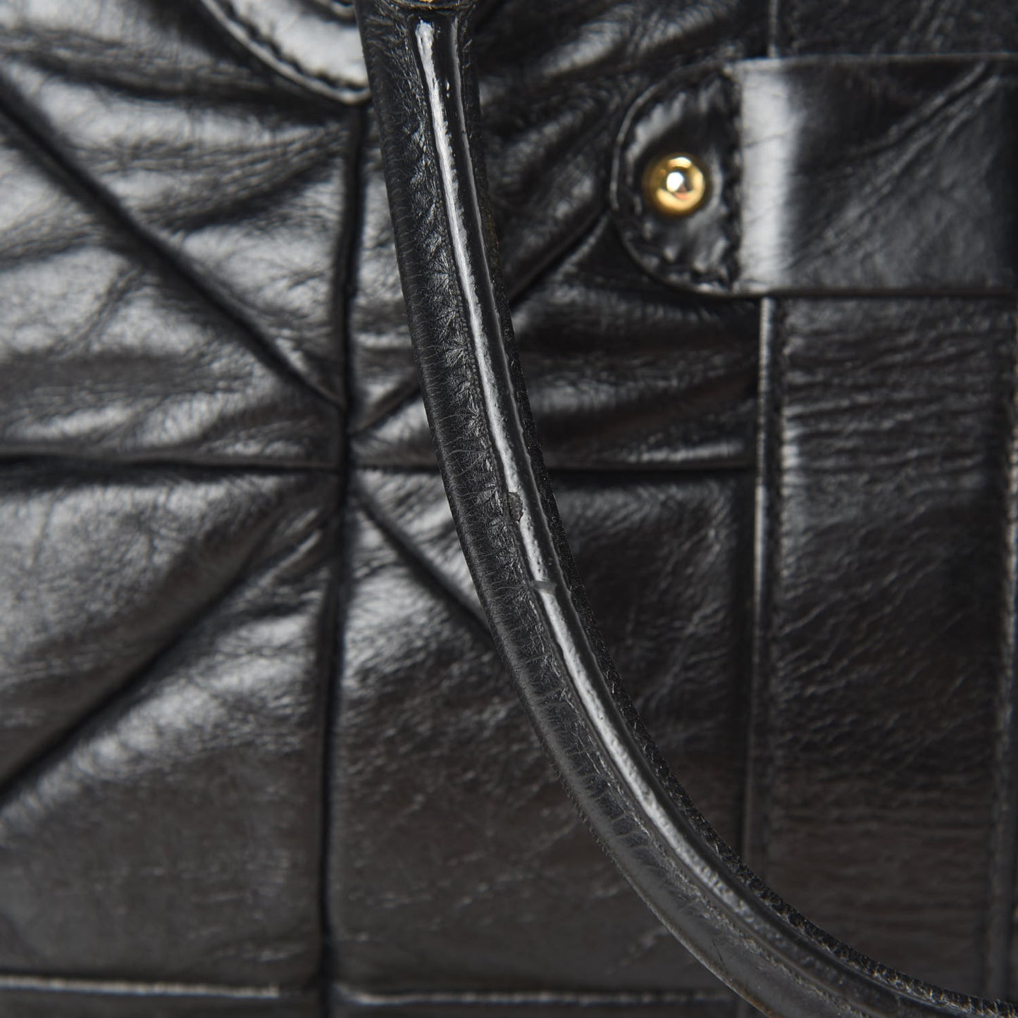 Lambskin Patchwork Quilted Venetia Satchel Black