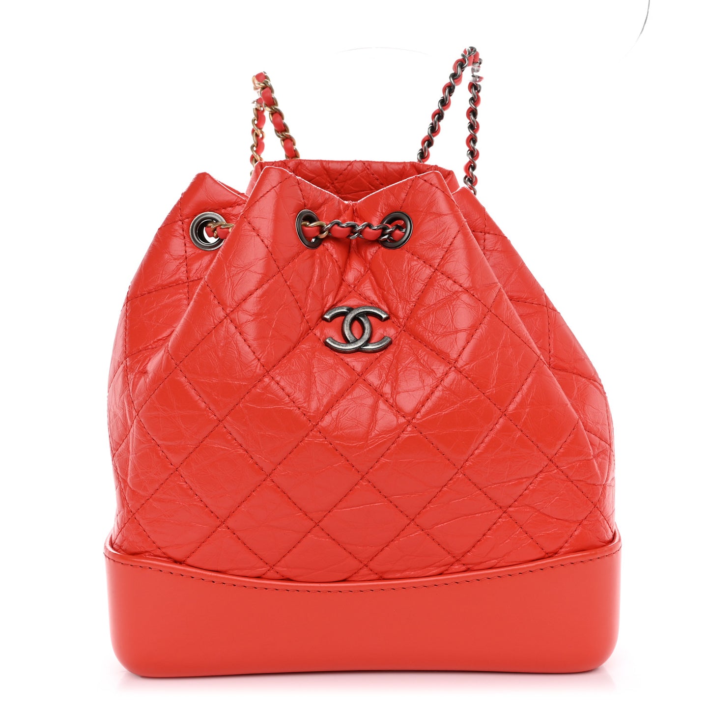 Aged Calfskin Quilted Small Gabrielle Backpack Orange
