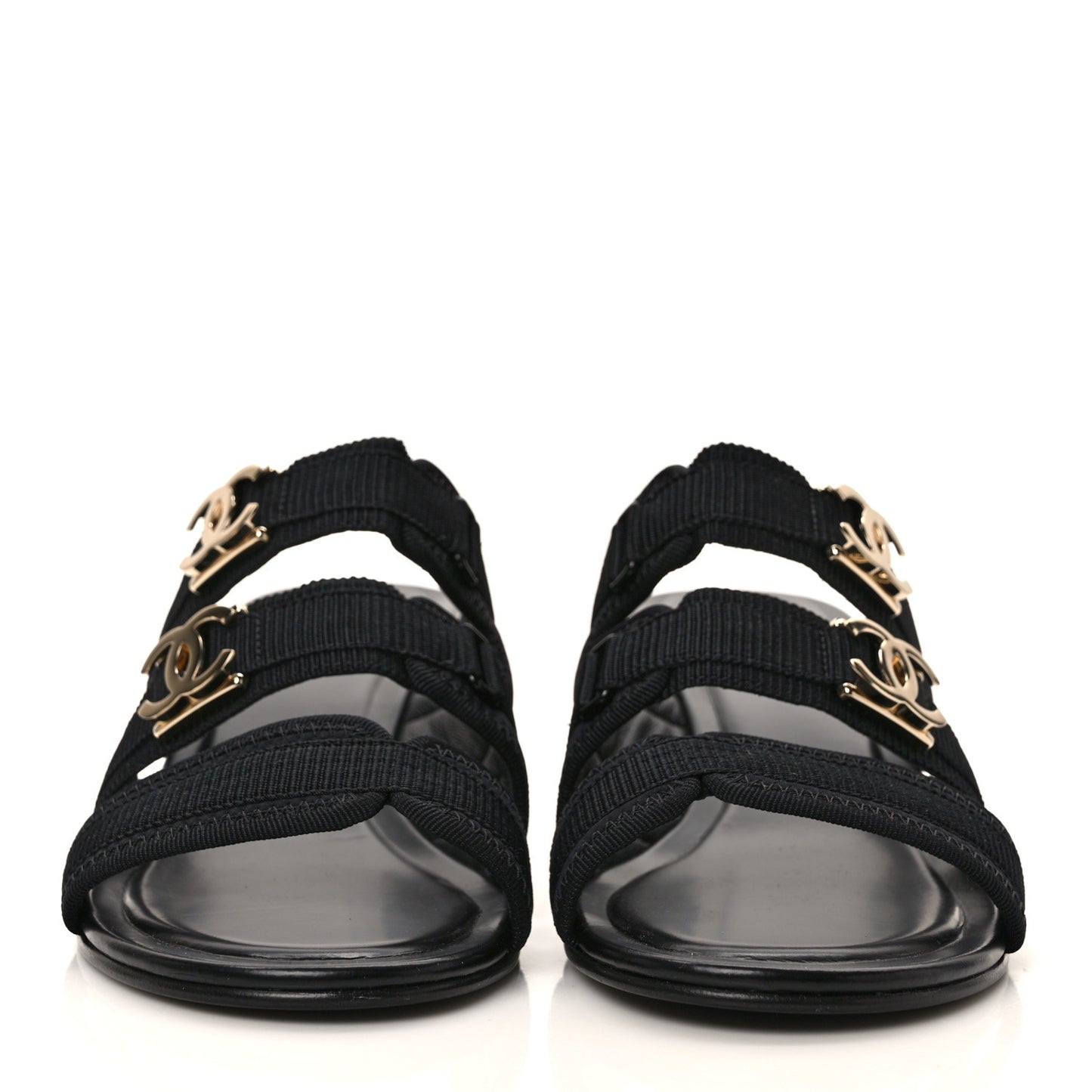 Fabric Metal CC Logo Mules 39.5 Black
