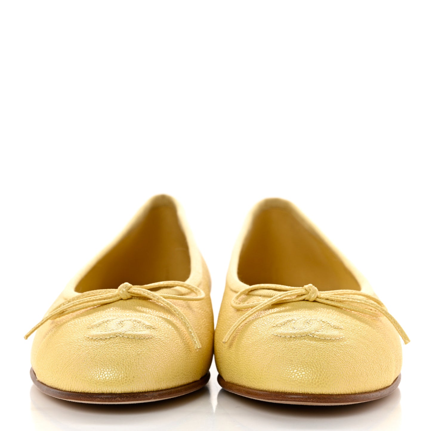 Iridescent Caviar CC Cap Toe Ballerina Flats 36.5 Yellow