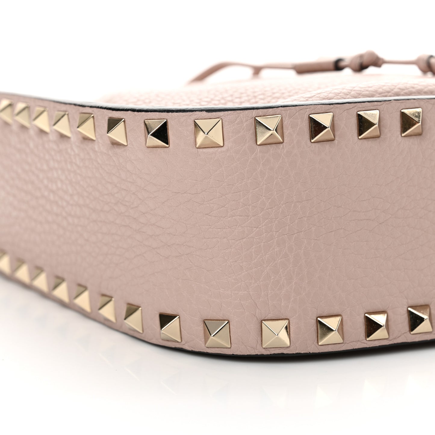 Grained Calfskin Rockstud Bucket Bag Poudre