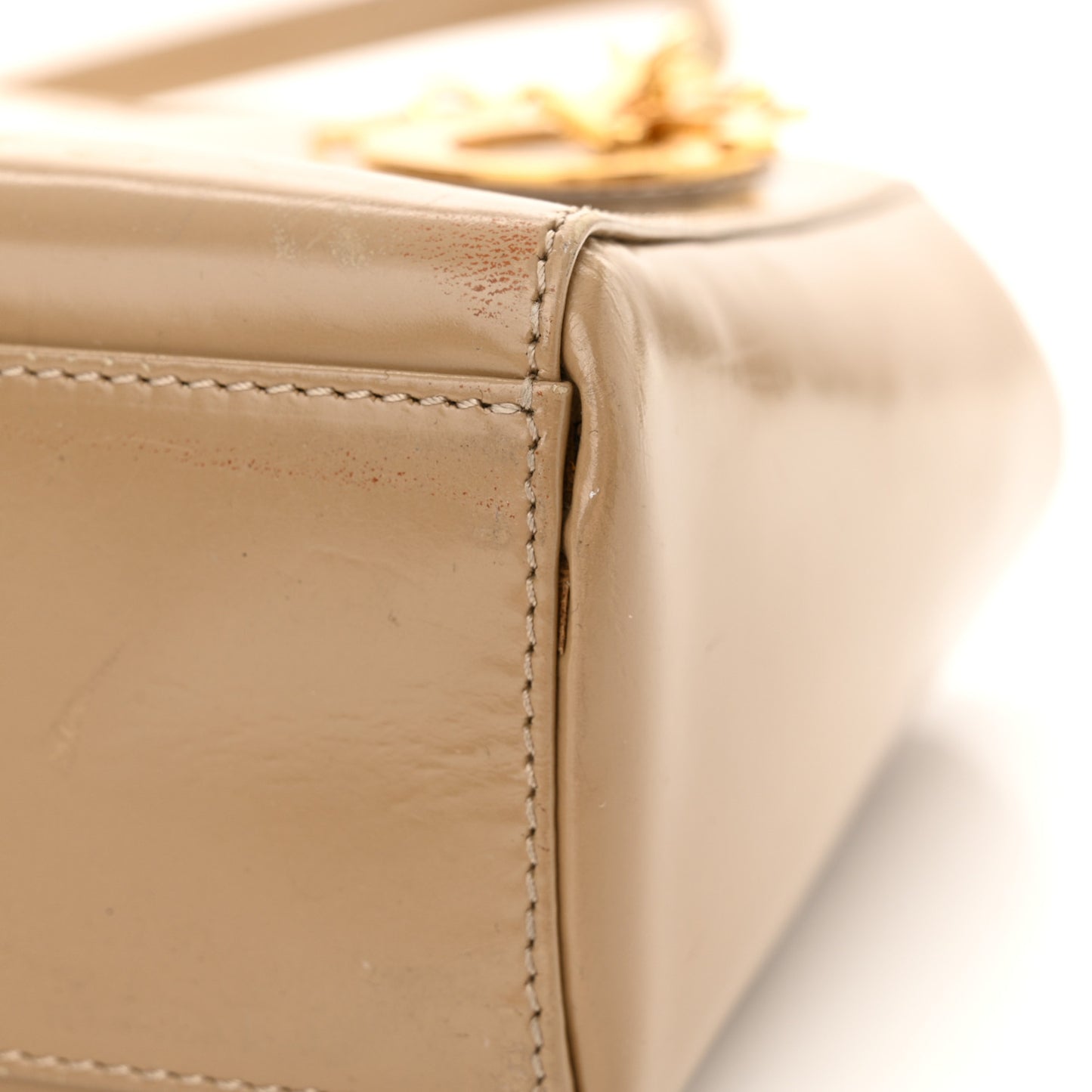 Patent Mini Lady Dior Beige
