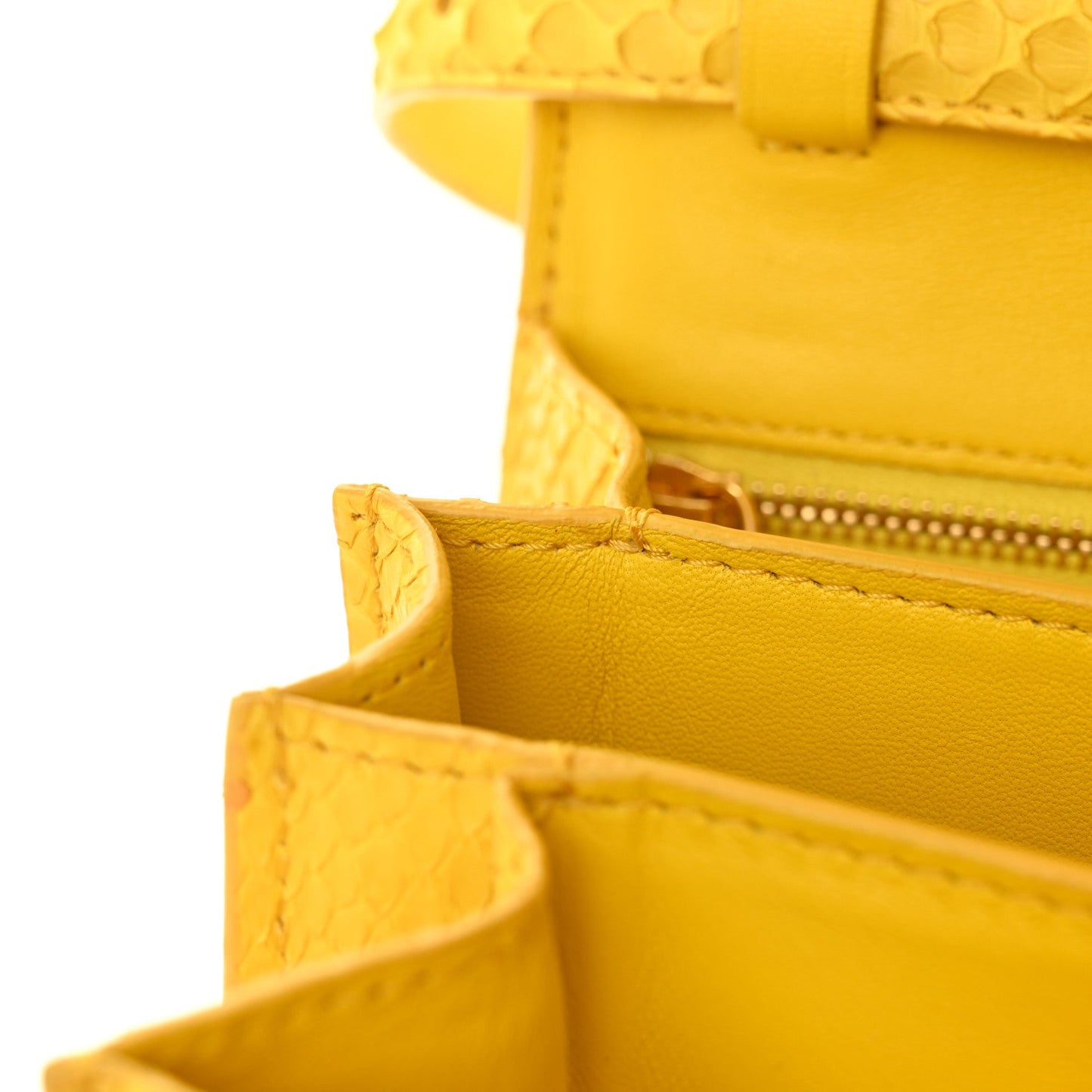 Snakeskin Small Classic Box Flap Bag Yellow