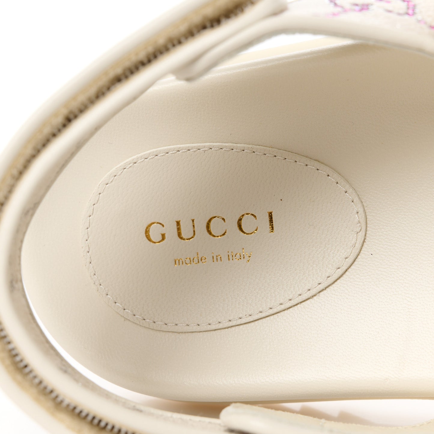 Canvas Lame Crystal GG Monogram Double G Womens Dad Sandals 39 Gardenia Silver Mystic White