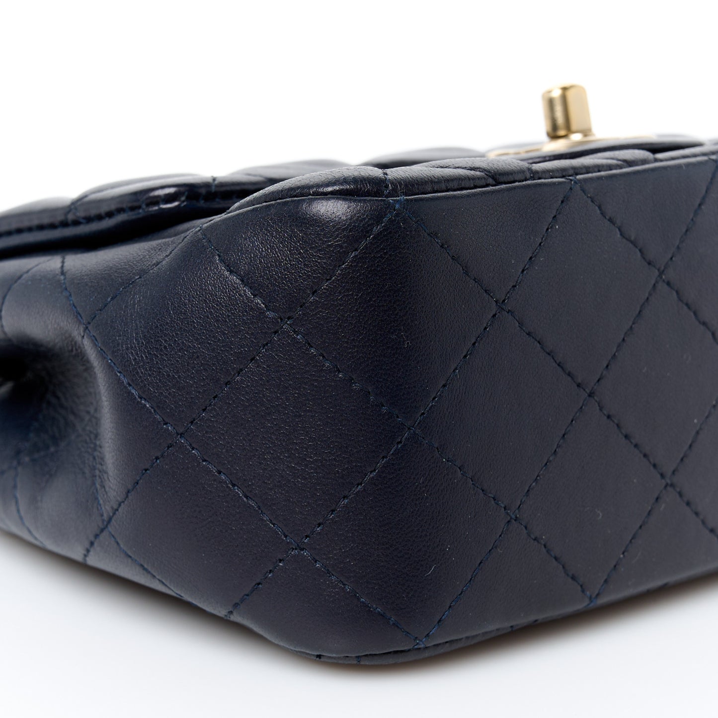Lambskin Quilted Mini Square Flap Navy