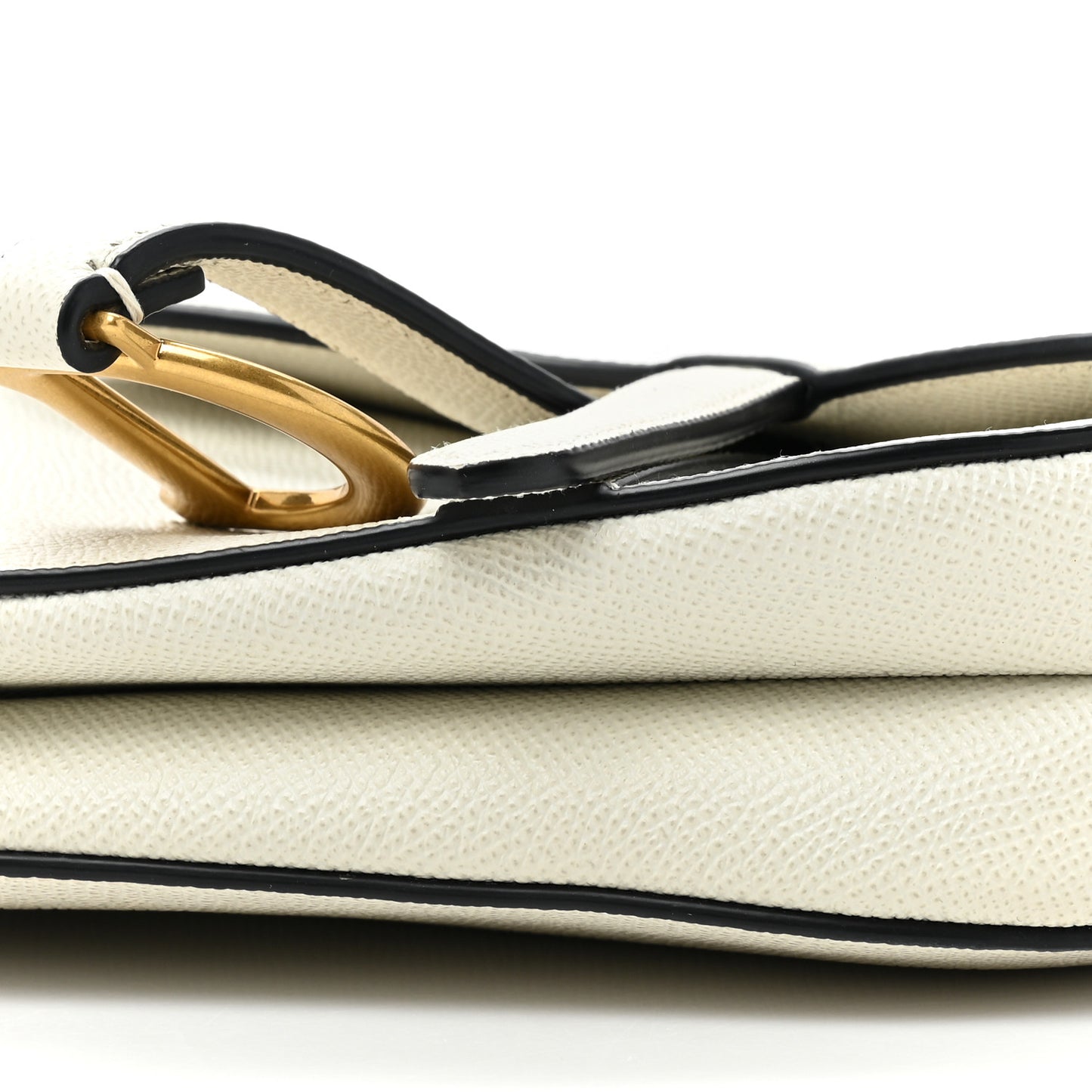 Grained Calfskin Mini Saddle Bag White