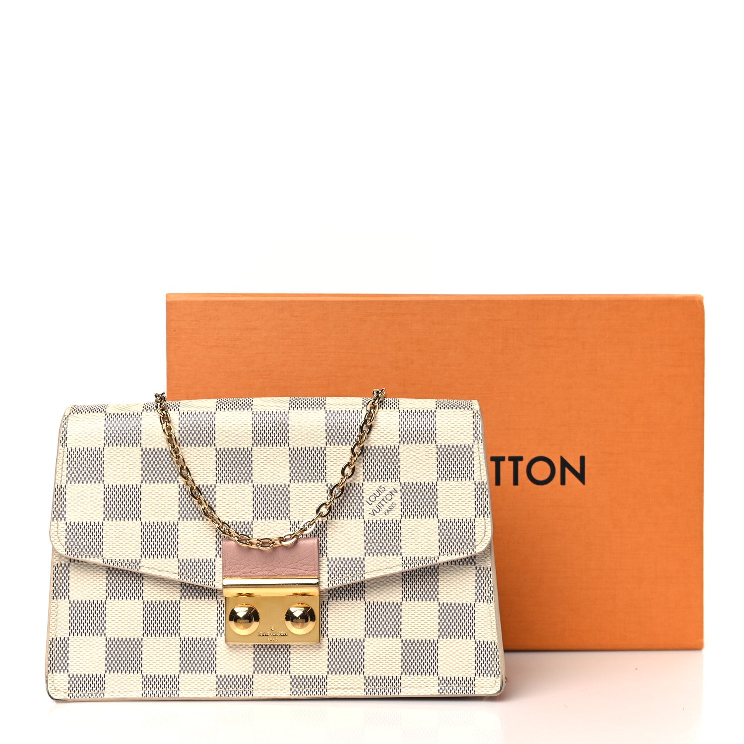 Louis Vuitton Damier Azur Croisette Chain Wallet Rose Ballerine 9 of 9