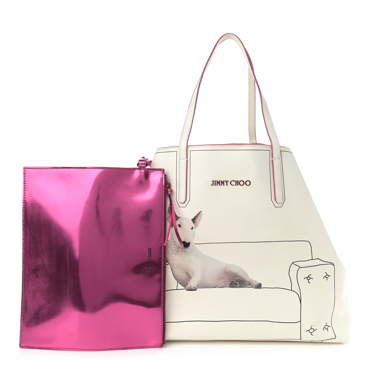 Jimmy Choo Canvas English Bull Terrier Print Medium Sara Tote