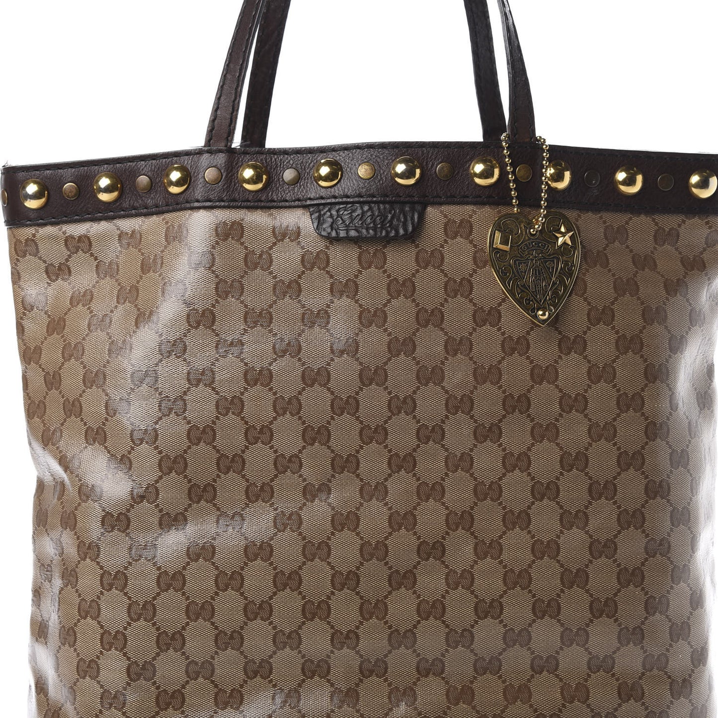 Crystal Monogram Large Babouska Vertical Shopping Tote Brown