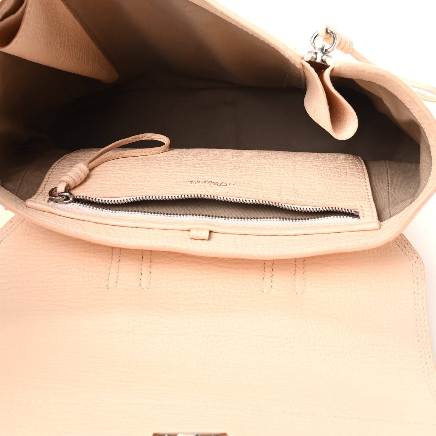 Textured Calfskin Pashli Backpack White Peach
