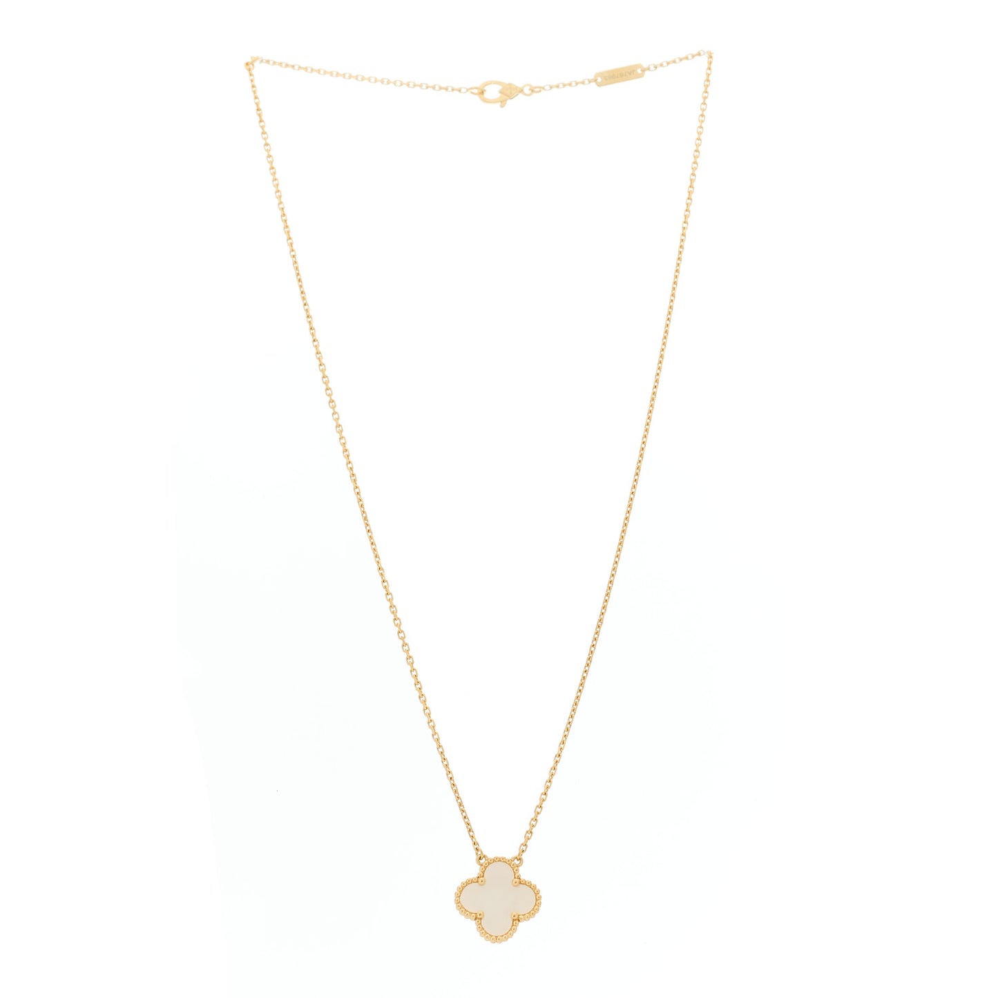 18K Yellow Gold Mother of Pearl Vintage Alhambra Pendant Necklace