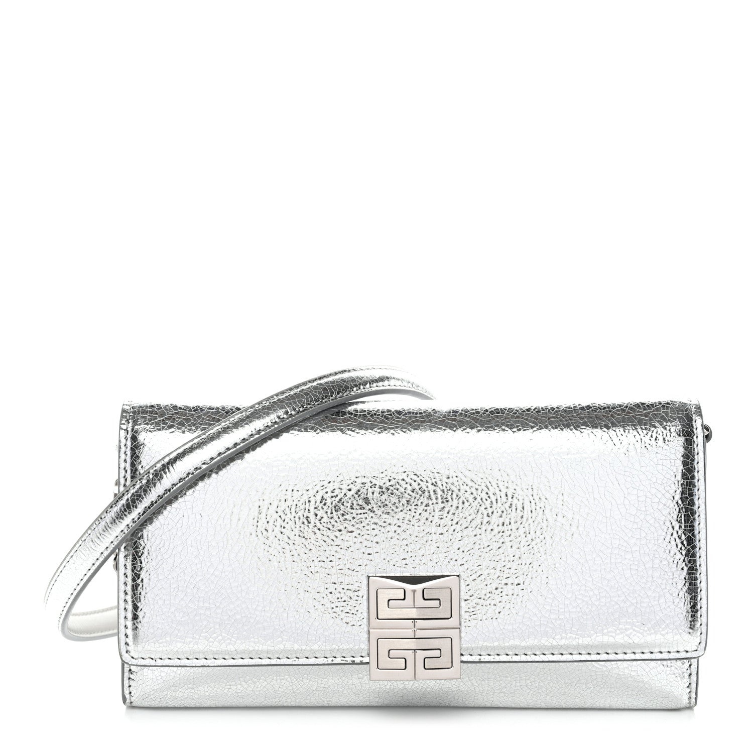 銀製 28g Givenchy Metallic Lambskin 4G Wallet On Chain Silvery 1838648