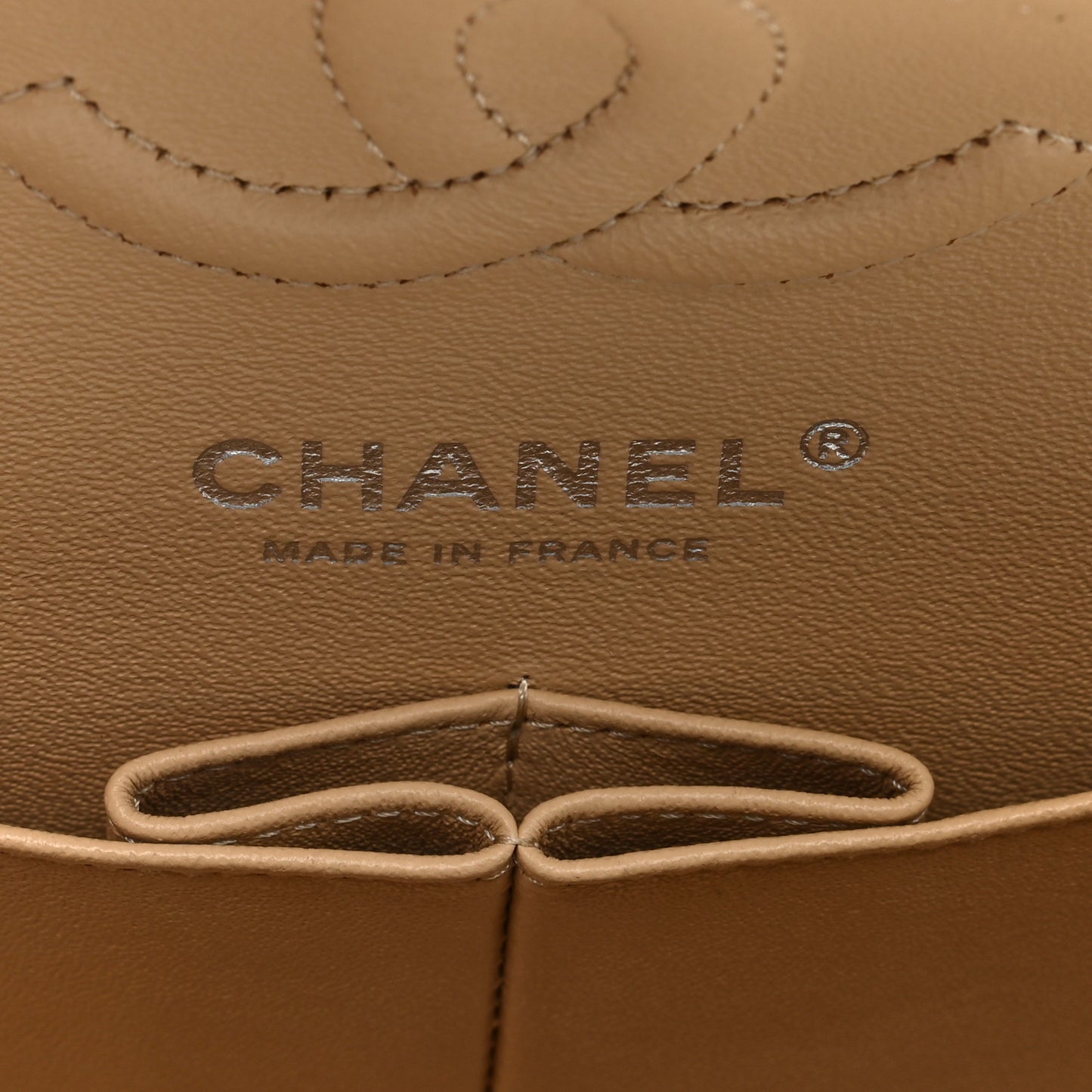 Caviar Quilted Small Double Flap Beige