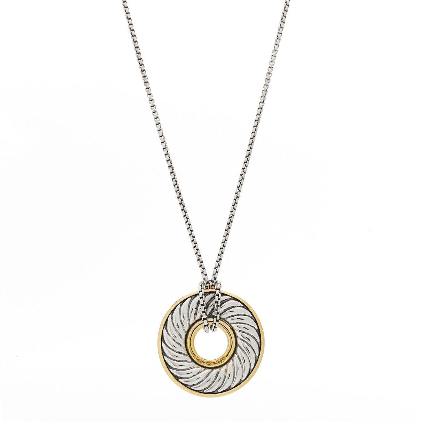 Sterling Silver 18K Yellow Gold Cable Disc Necklace