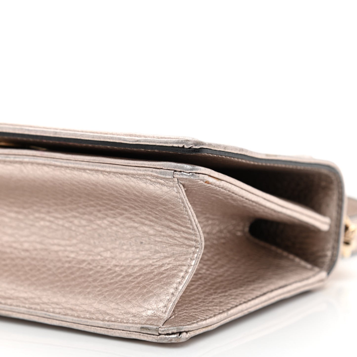 Metallic Grained Calfskin Small Diorama Flap Bag Copper