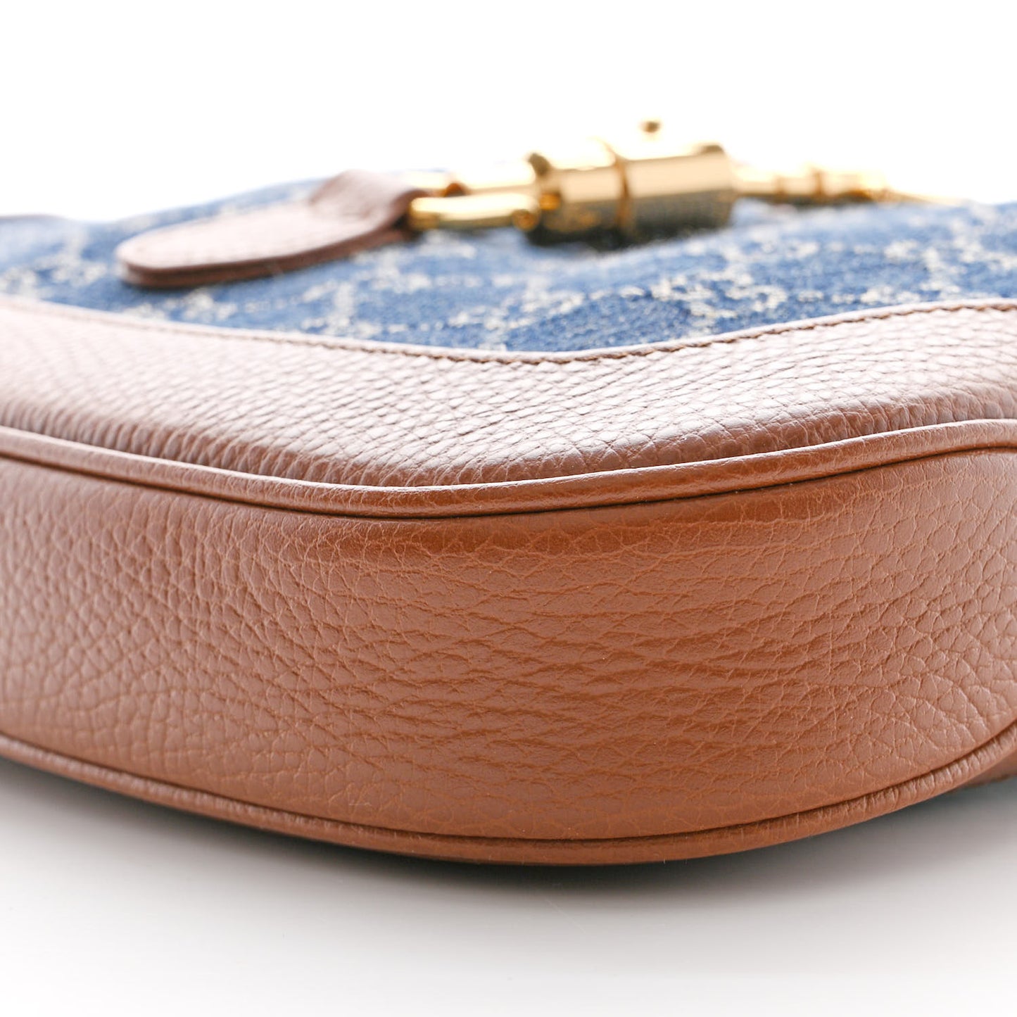 New Denim GG Monogram Calfskin Small Jackie 1961 Hobo Blue Tea Cuir