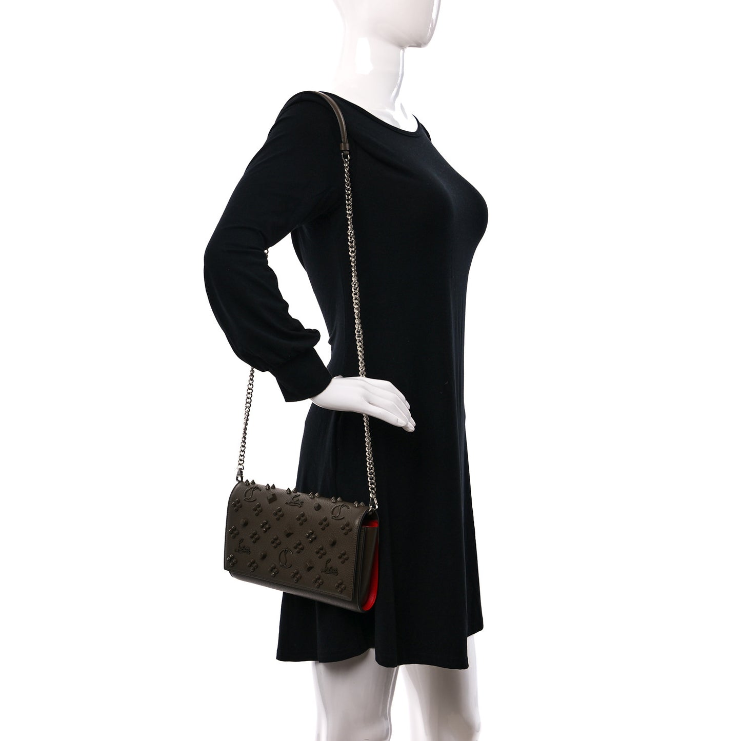 Calfskin Spikes Loubinthesky Paloma Clutch Silex