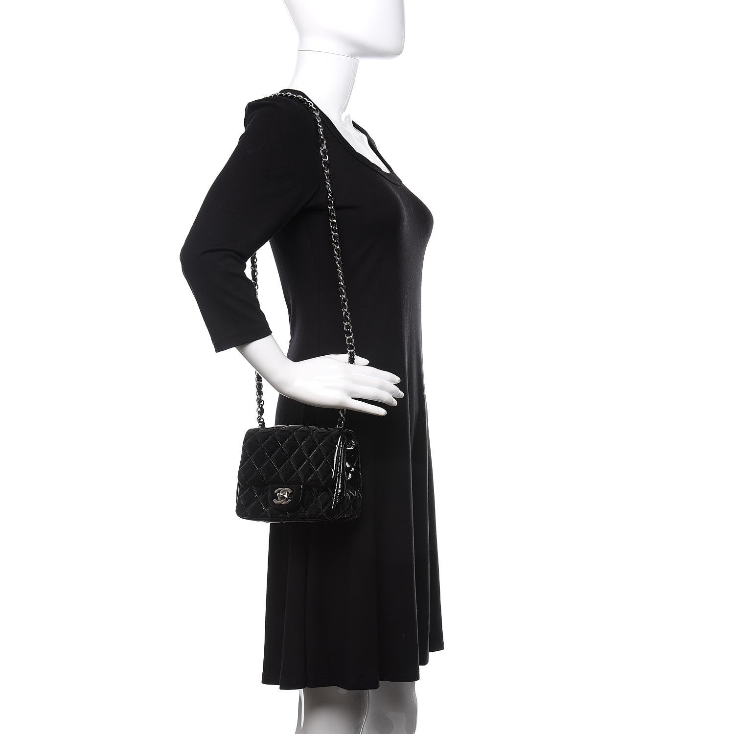 Chanel Patent Calfskin Quilted Mini Square Flap Black 2 of 12