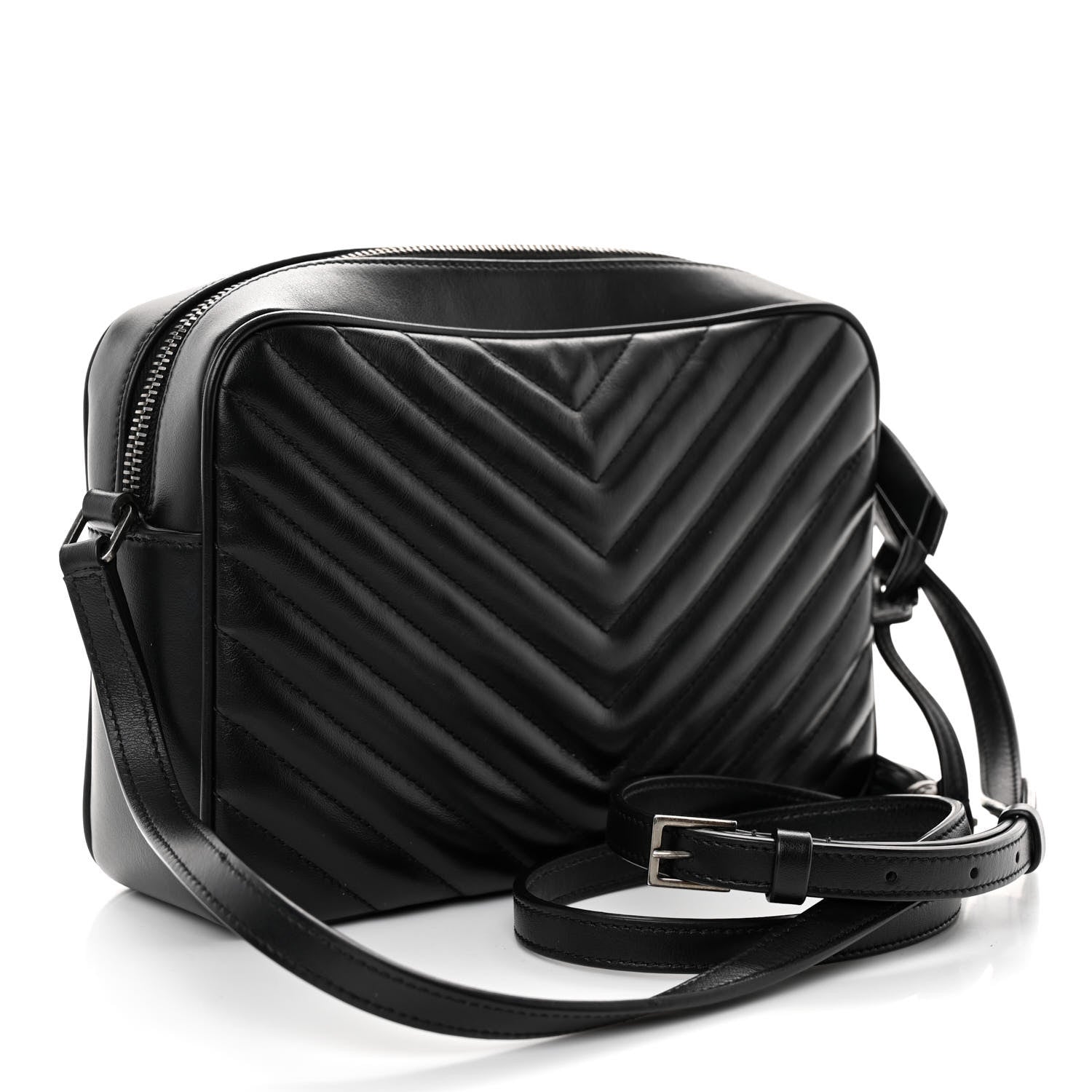 Saint Laurent Calfskin Matelasse Monogram Lou Camera Bag Black 3 of 9