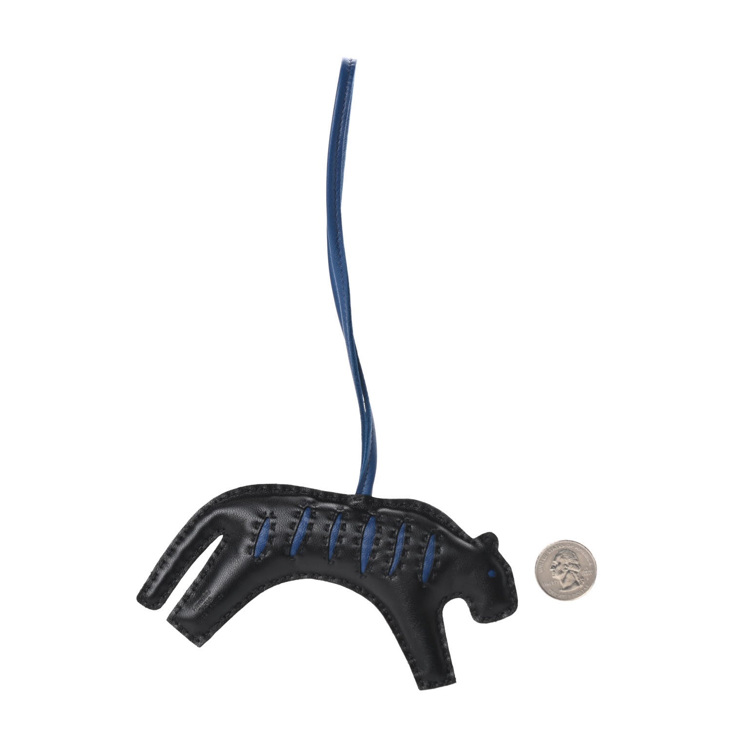 Hermes Milo Lambskin Rooroo Bag Charm Black Bleu de Malte 2 of 4