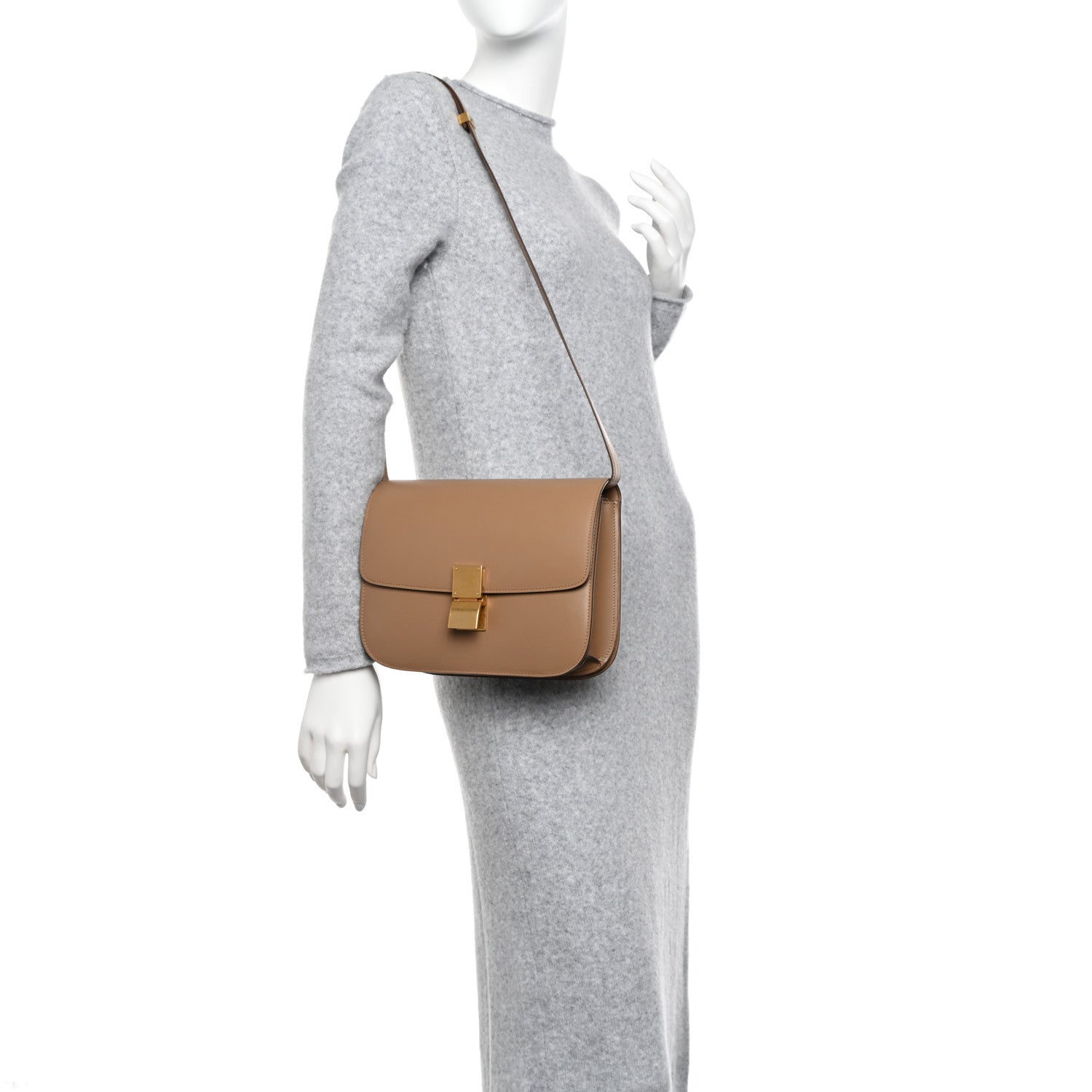 Celine Smooth Calfskin Medium Classic Box Flap Bag Light Camel 2 of 11