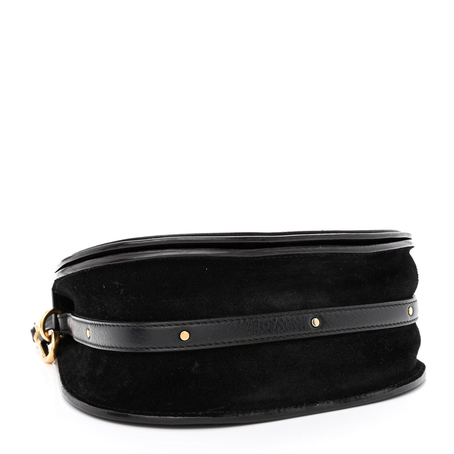 Calfskin Suede Medium Nile Bracelet Bag Black