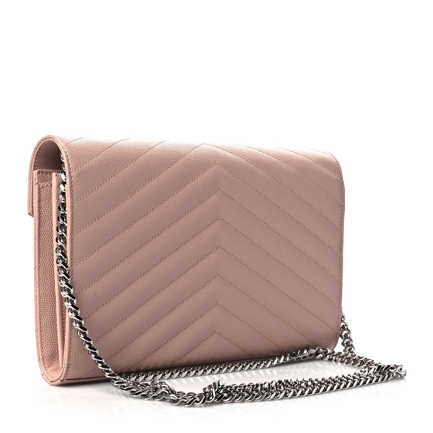 Grain De Poudre Matelasse Chevron Monogram Chain Wallet Pale Pink