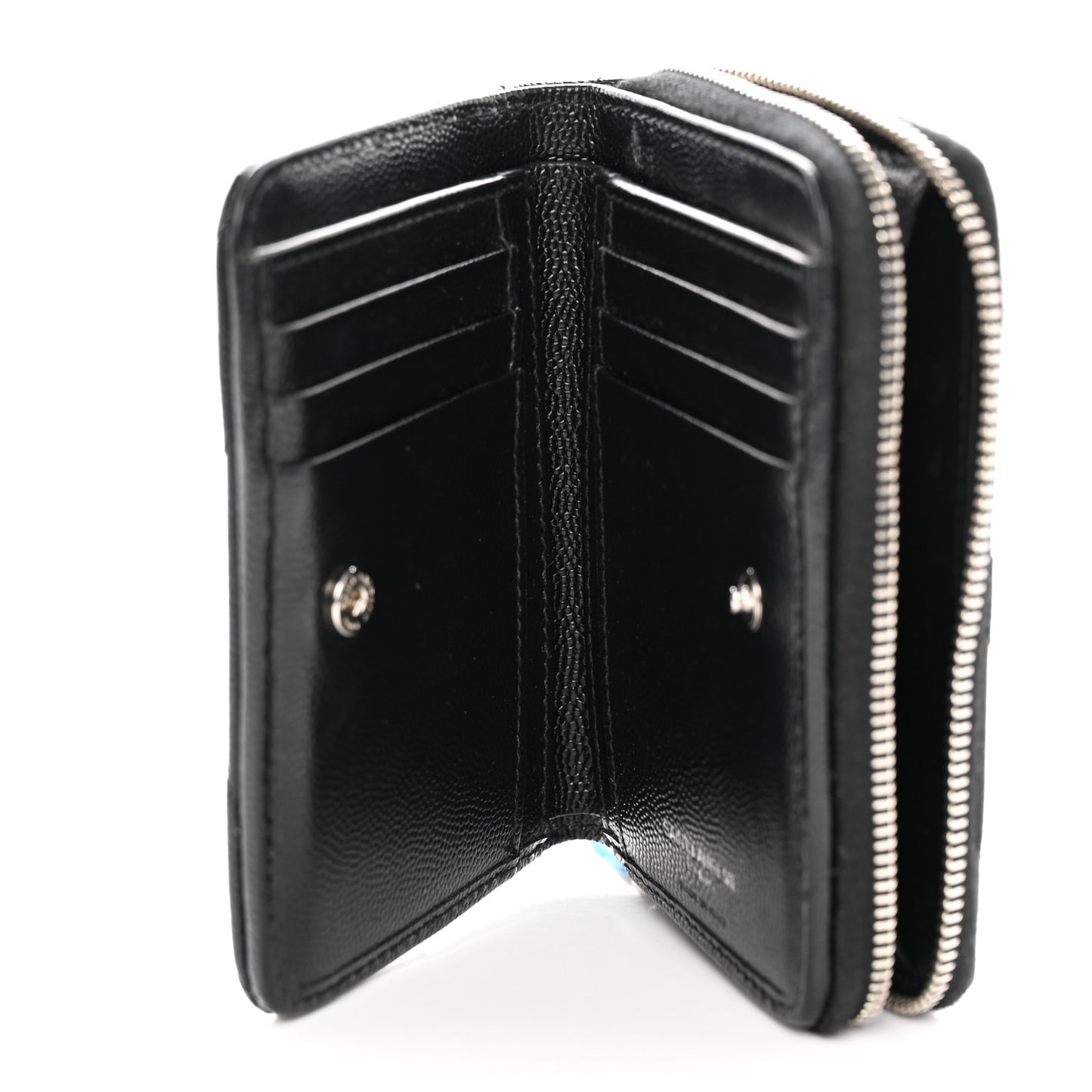 Grain De Poudre Matelasse Chevron Monogram Compact Zip Around Wallet Black