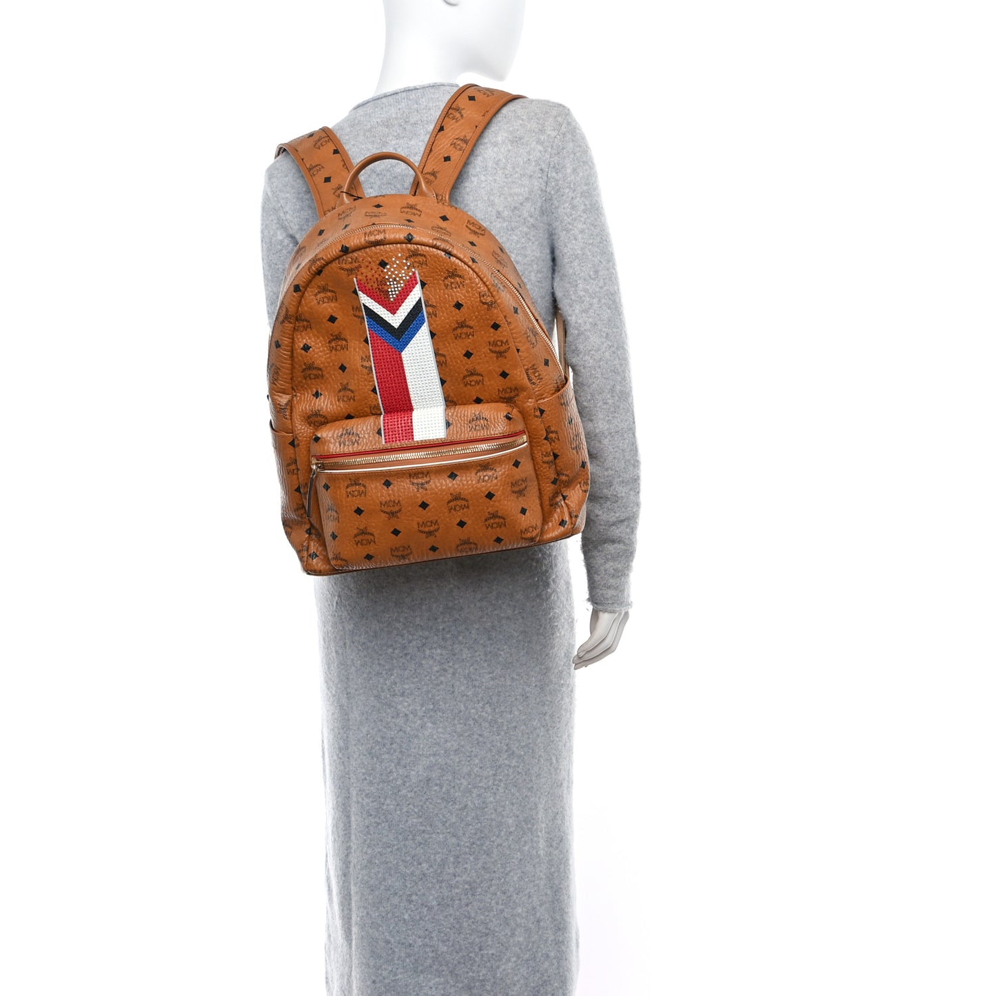 Visetos Chevron Stripe Medium Stark Backpack Cognac
