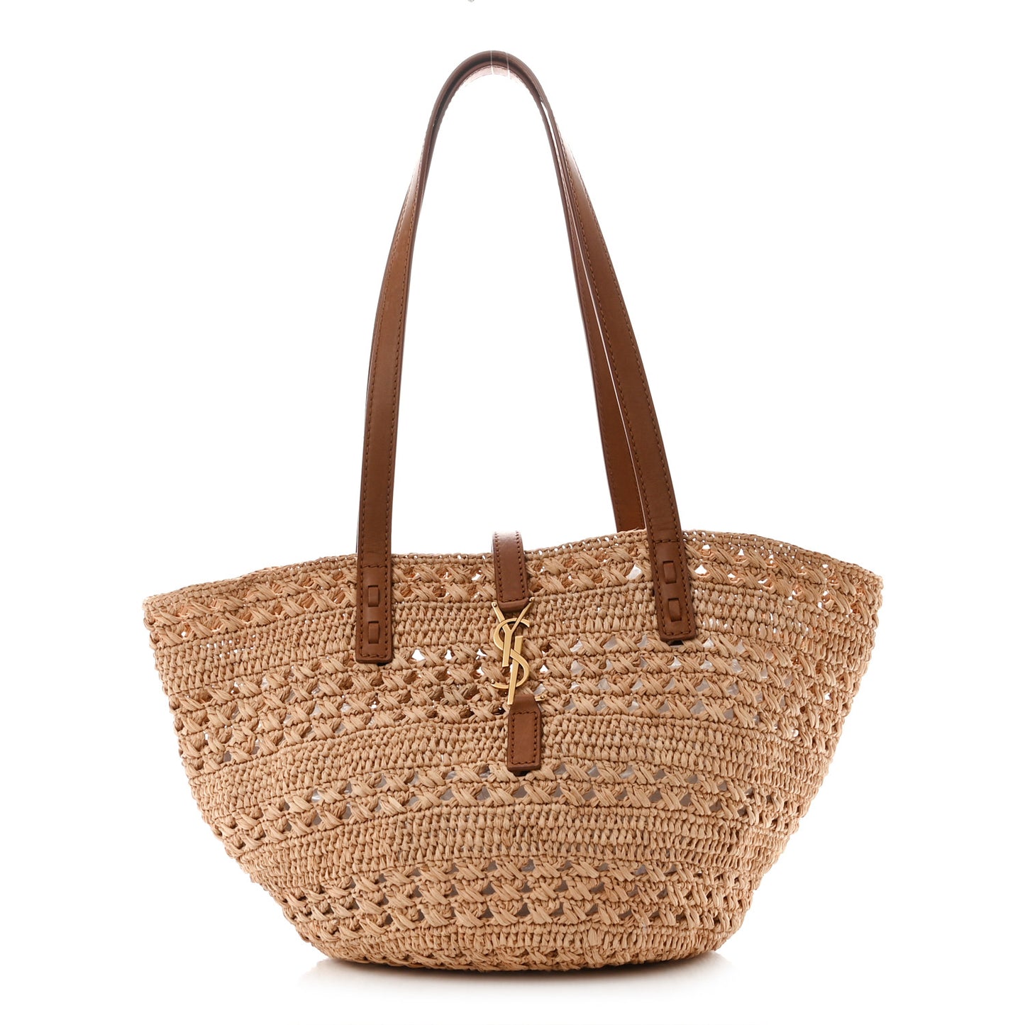 Raffia Calfskin Small Panier Tote Naturel