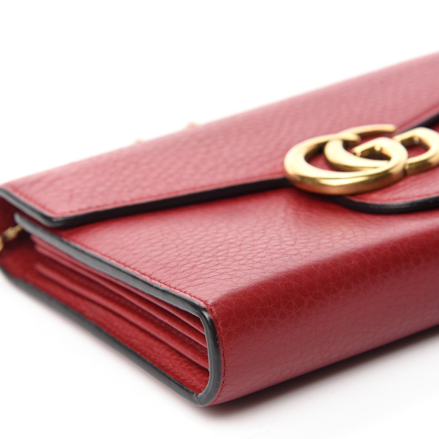 Gucci Calfskin GG Marmont Chain Wallet Vulcanic Red 6 of 10