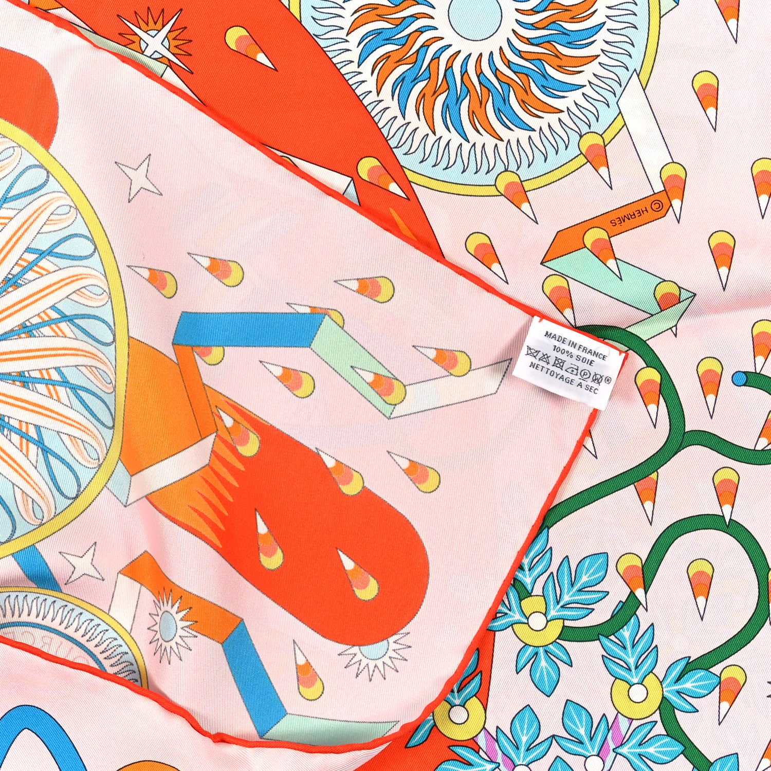 Hermes Silk La Source De Pegase Scarf 90 Rose Pale Orange 3 of 3