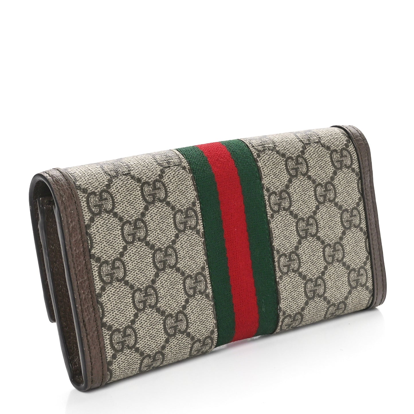 GG Supreme Monogram Web Ophidia Continental Wallet Brown