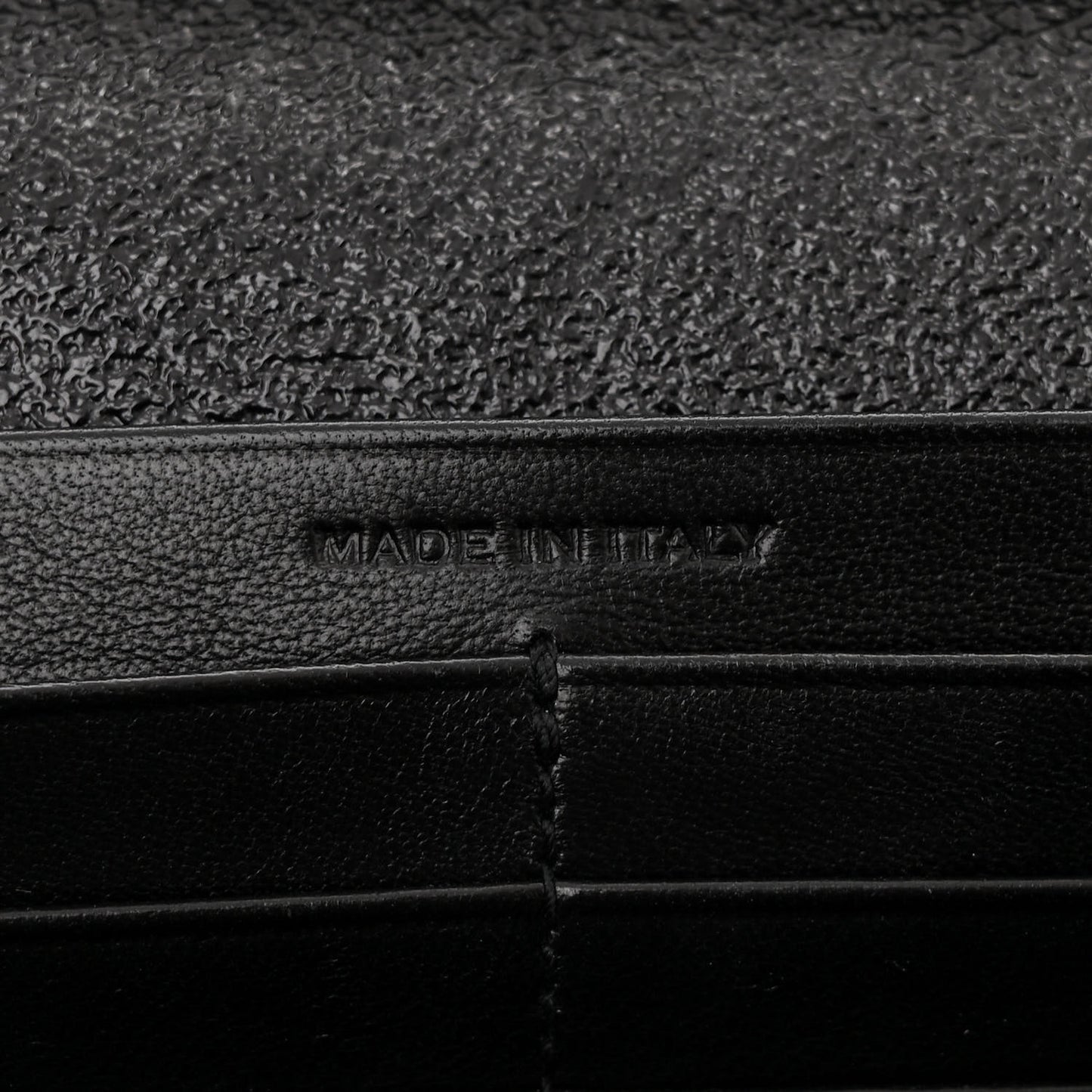 Grained Metallic Calfskin Monogram Chain Wallet Black