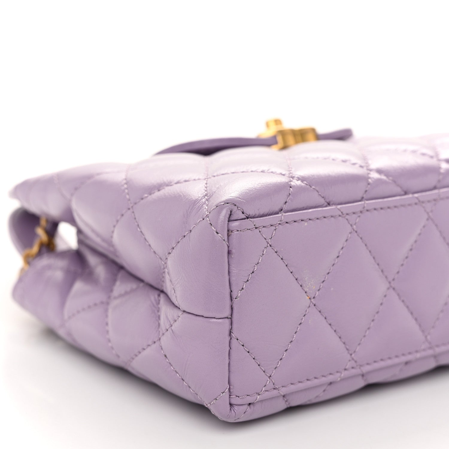 Chanel Shiny Aged Calfskin Quilted Nano Kelly Shopper Lilac 9 of 11