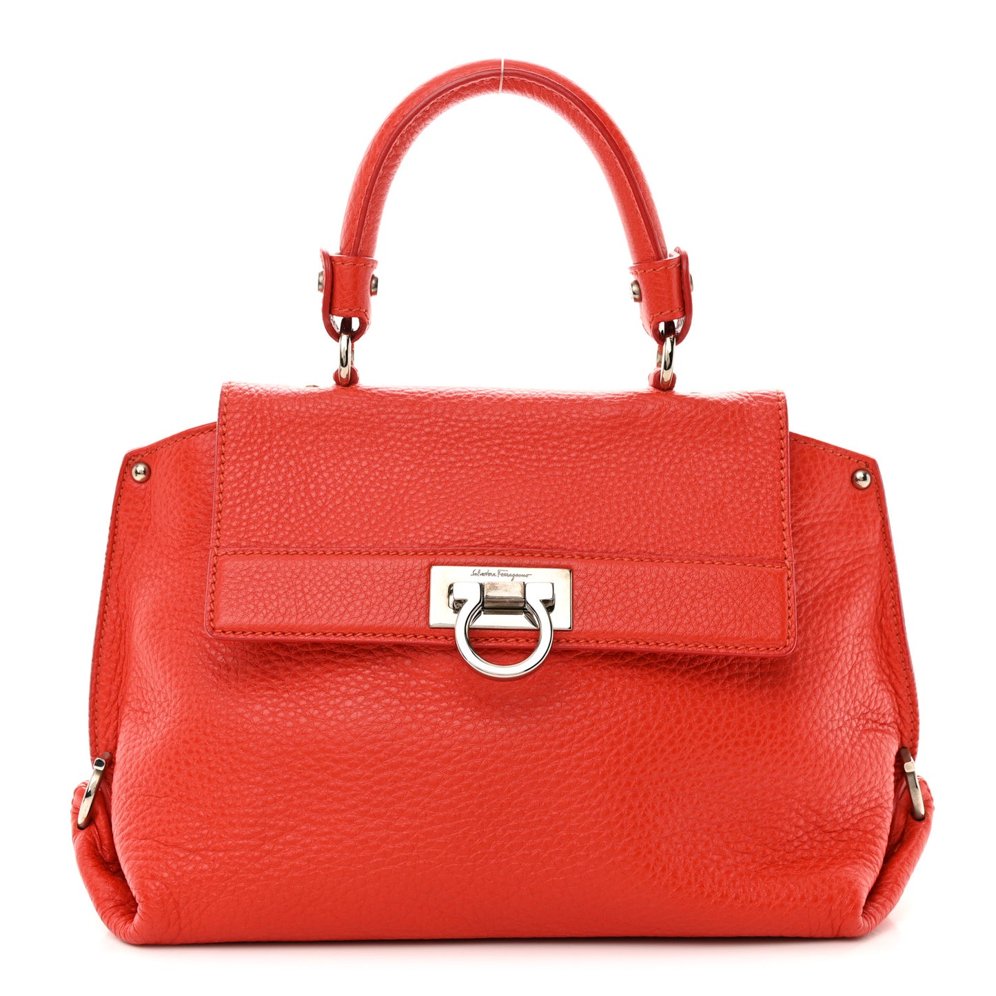 Grained Calfskin Sofia Satchel Red