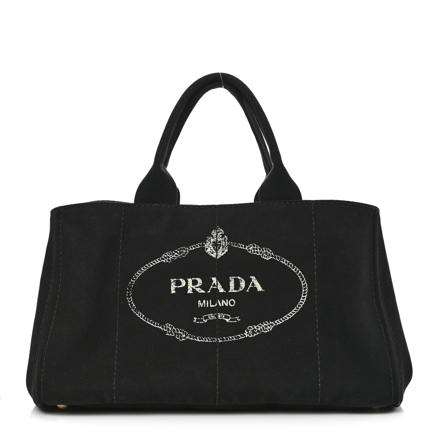 Prada Canvas Large Canapa Logo Tote Black 1 of 10