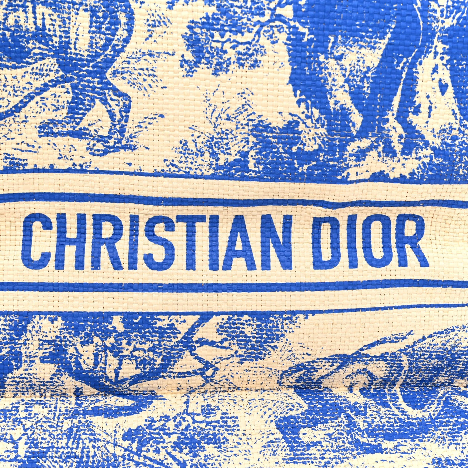 Christian Dior Straw Dioriviera Tote Blue 6 of 12