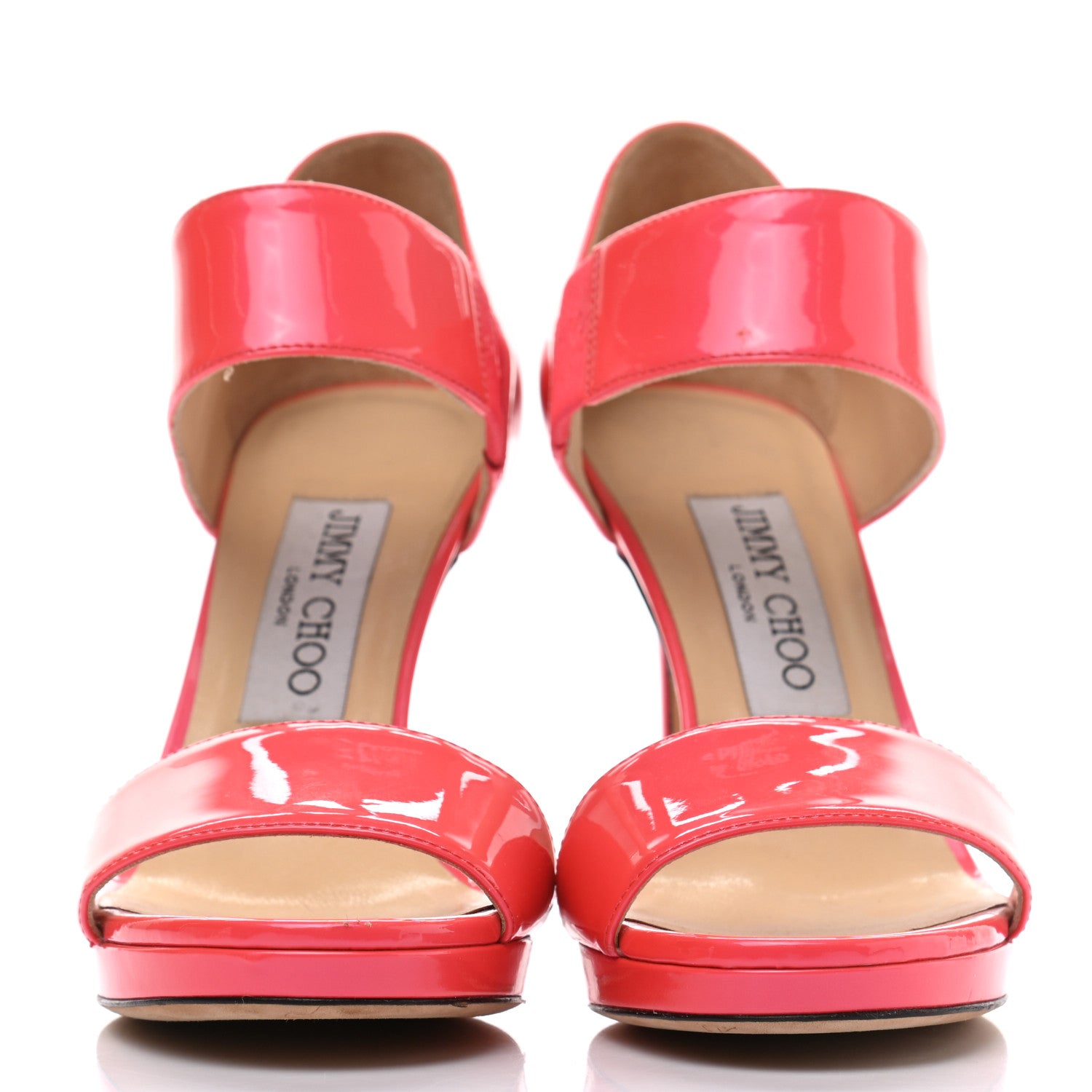 Jimmy Choo Patent Alana Double Band Sandals 35.5 Geranium 2 of 11