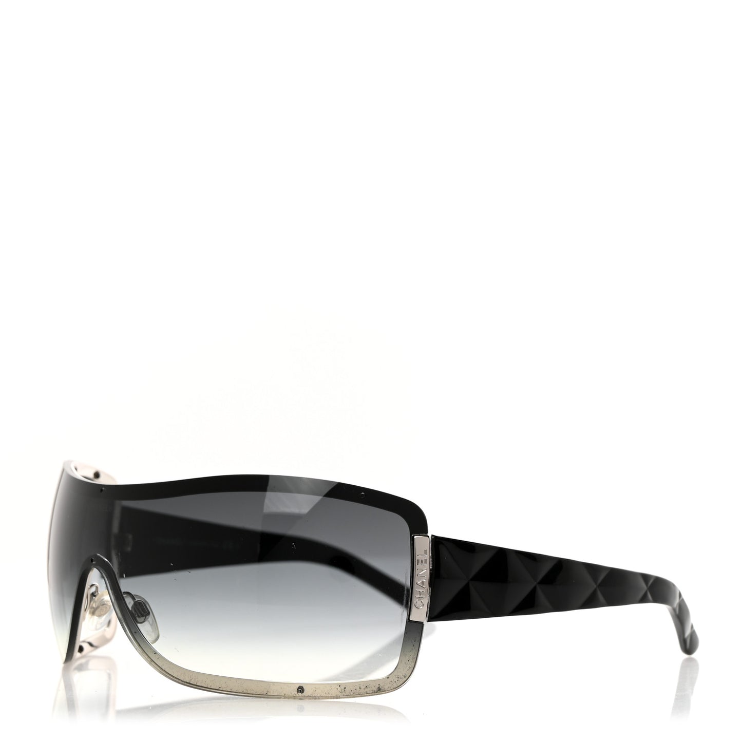 Acetate Quilted Shield Sunglasses 4126 Black Gray