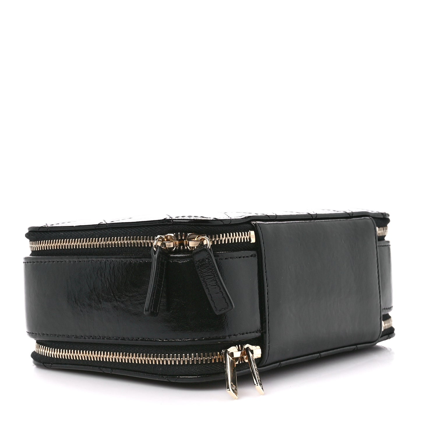 Shiny Lambskin Quilted CC Vanity Case Black