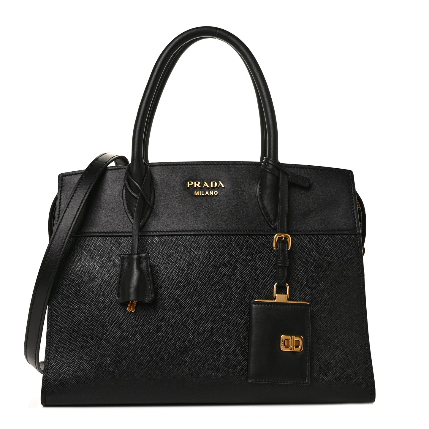 Saffiano City Calfskin Small Esplanade Tote Black