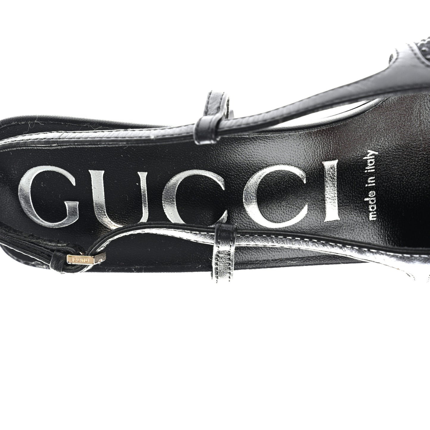 Moire Fabric Malaga Kid Crystal GG Monogram Square G 75mm Slingback Pumps 36 Black