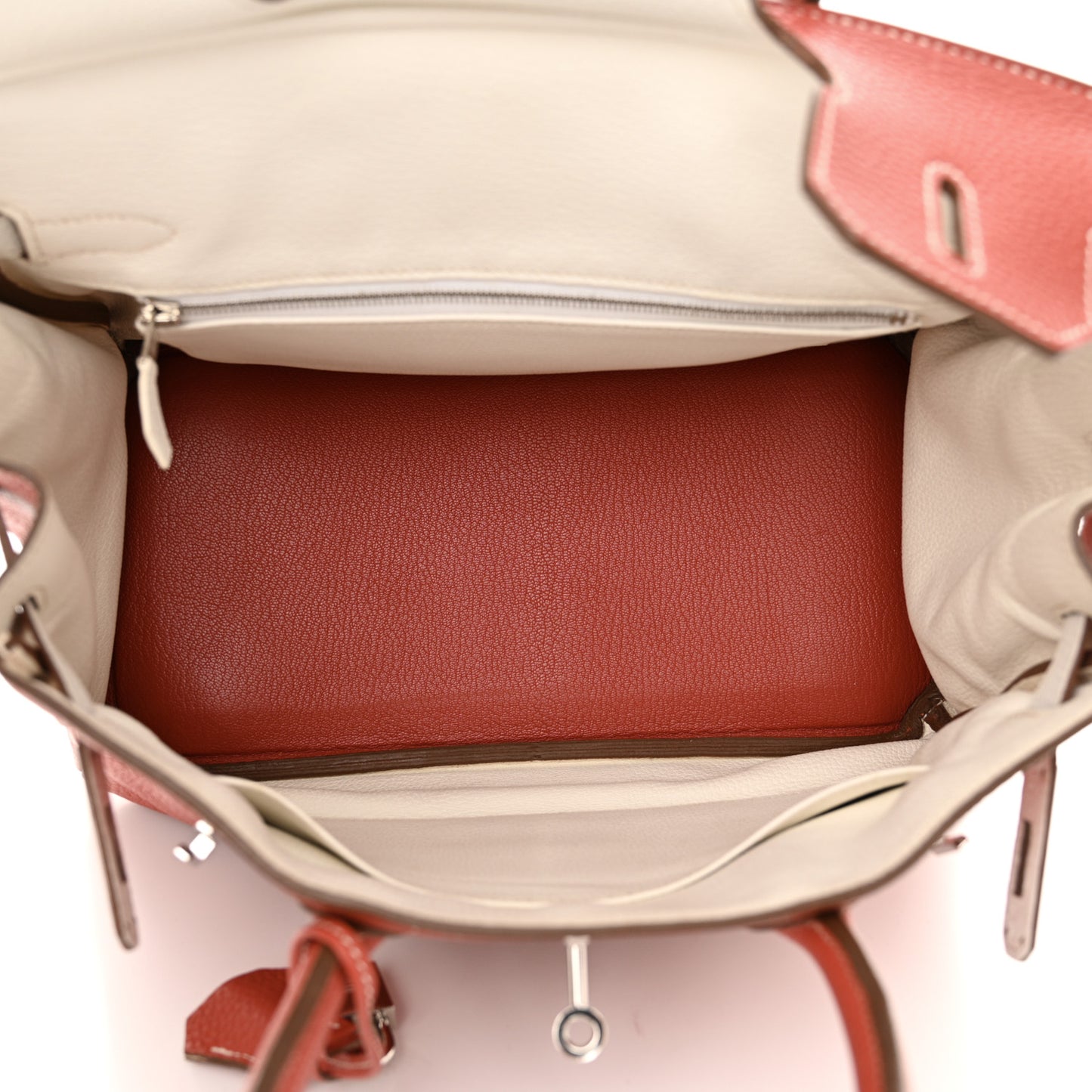 Taurillon Clemence Eclat Birkin 30 Sanguine White